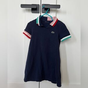 Lacoste Girls navy colour block collared dress